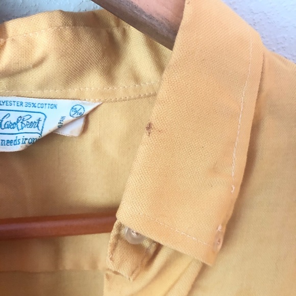 Vintage Yellow Button Down Shirt Dress w/ Pockets! - Picture 3 of 4